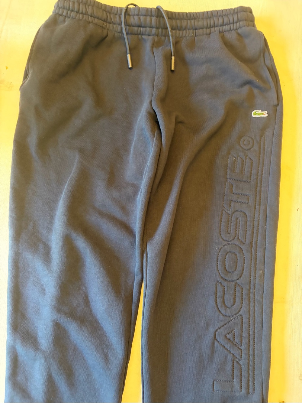Lacoste mens Black Logo-Embossed Jogger Pants